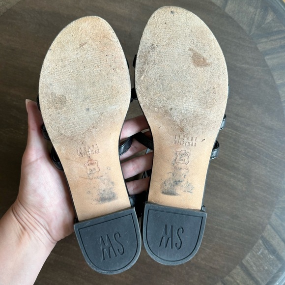 Stuart Weitzman - Caesar Leather Gladiator Sandas - Black Leather - Size 7 - Picture 6 of 7